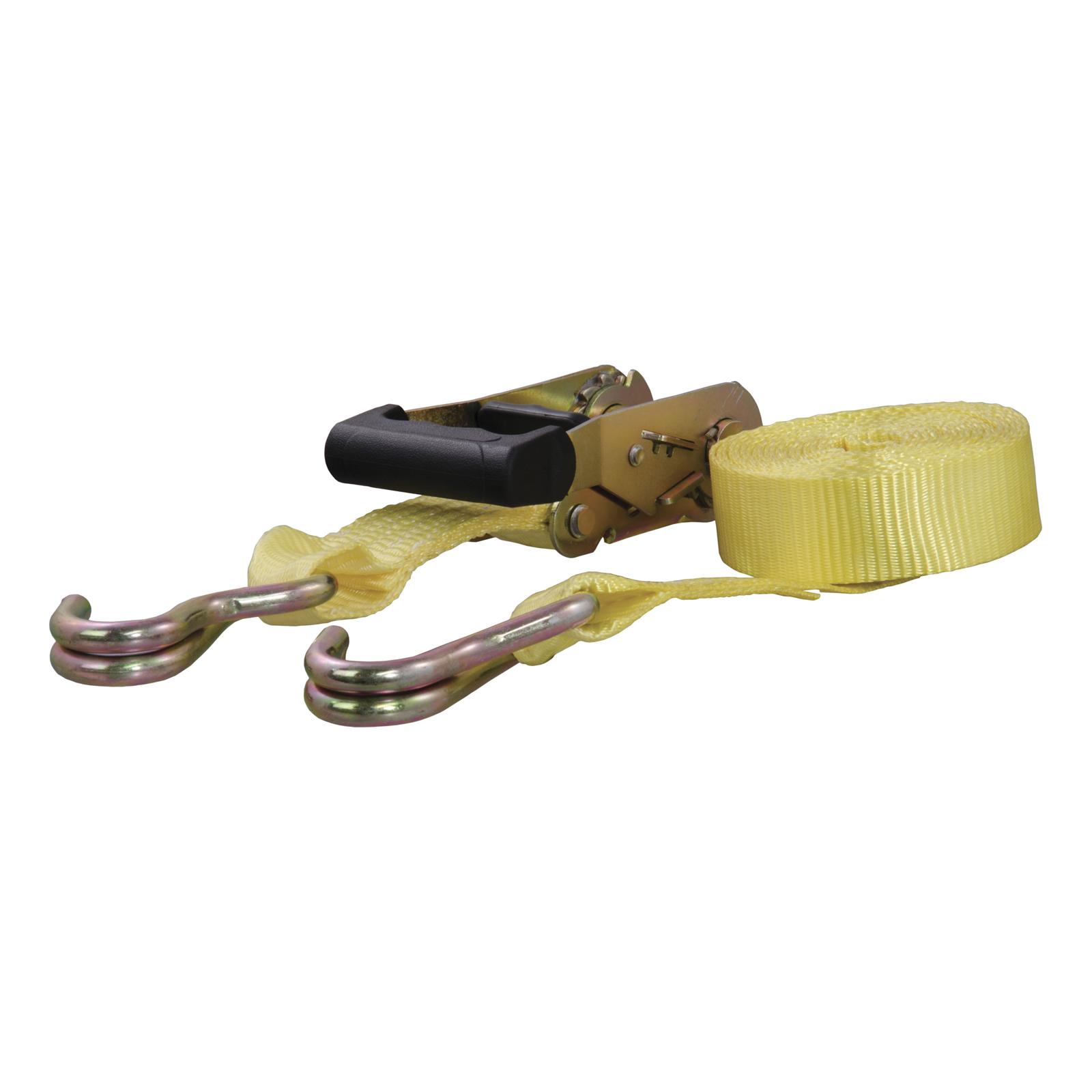 CURT Cargo Strap Sets 83036 Tie-Down Strap, Cargo, Ratchet, J-hook, 1,667 lbs. Working Load, 1.50 in. Width, 14 ft. Length, Yellow, Each