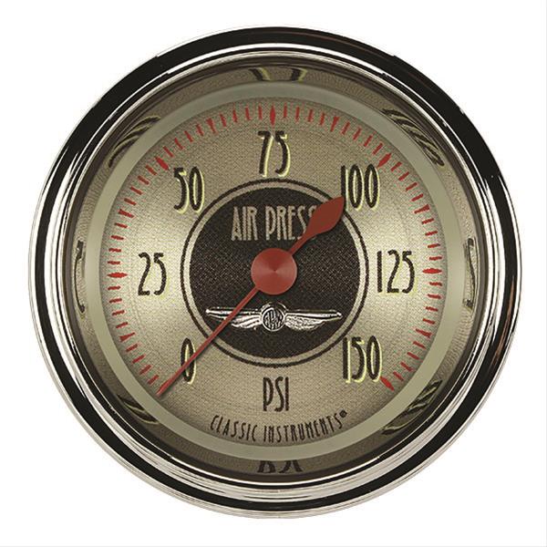 Classic Instruments All-American Nickel Series Gauges AN118SHC Air Pressure Gauge, AM NKL 2" AIR PR 150psi ELECTRIC, FULL SWEEP