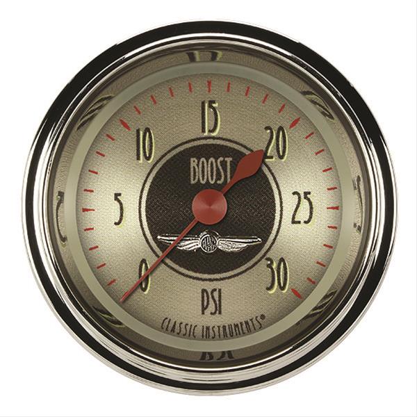 Classic Instruments All-American Nickel Series Gauges AN142SHC Boost Gauge, AMER NKL 2" BOOST, 30psi ELECTRIC, FULL SWEEP