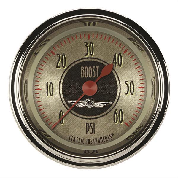 Classic Instruments All-American Nickel Series Gauges AN143SHC Boost Gauge, AMER NKL 2" BOOST, 60psi ELECTRIC, FULL SWEEP