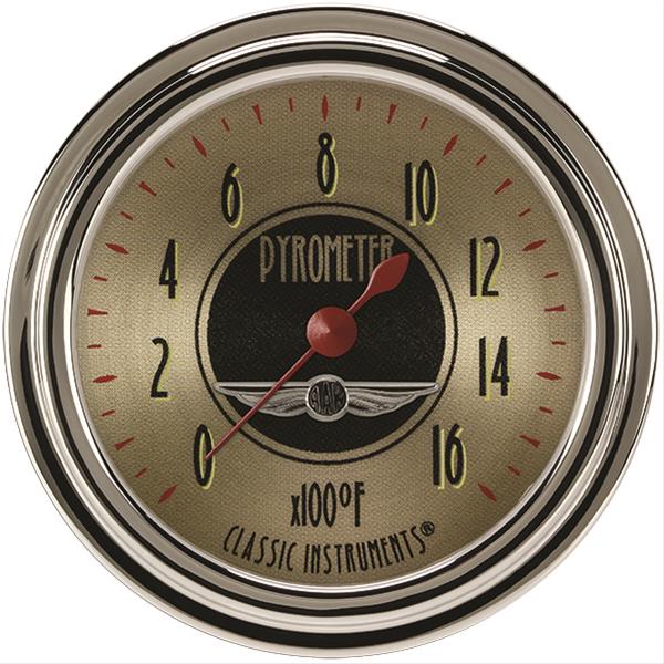 Classic Instruments All-American Nickel Series Gauges AN398SLC Gauge, Analog, Series, EGT, 0-1600 Degrees F, 2 5/8 in. Diameter, Gold Face, Full Sweep, Each