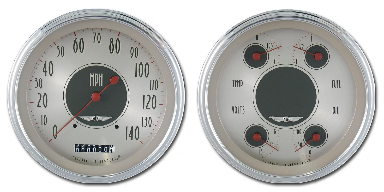 Classic Instruments All-American Nickel Series Gauge Sets AN52SLC Kit, Analog, All-American, Speedometer Plus 4 In-One, Kit