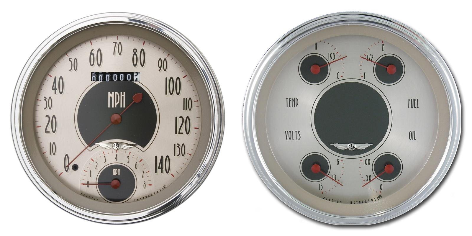 Classic Instruments All-American Nickel Series Gauge Sets AN62SLC Kit, Analog, All-American, Speedometer, Tachometer, Kit