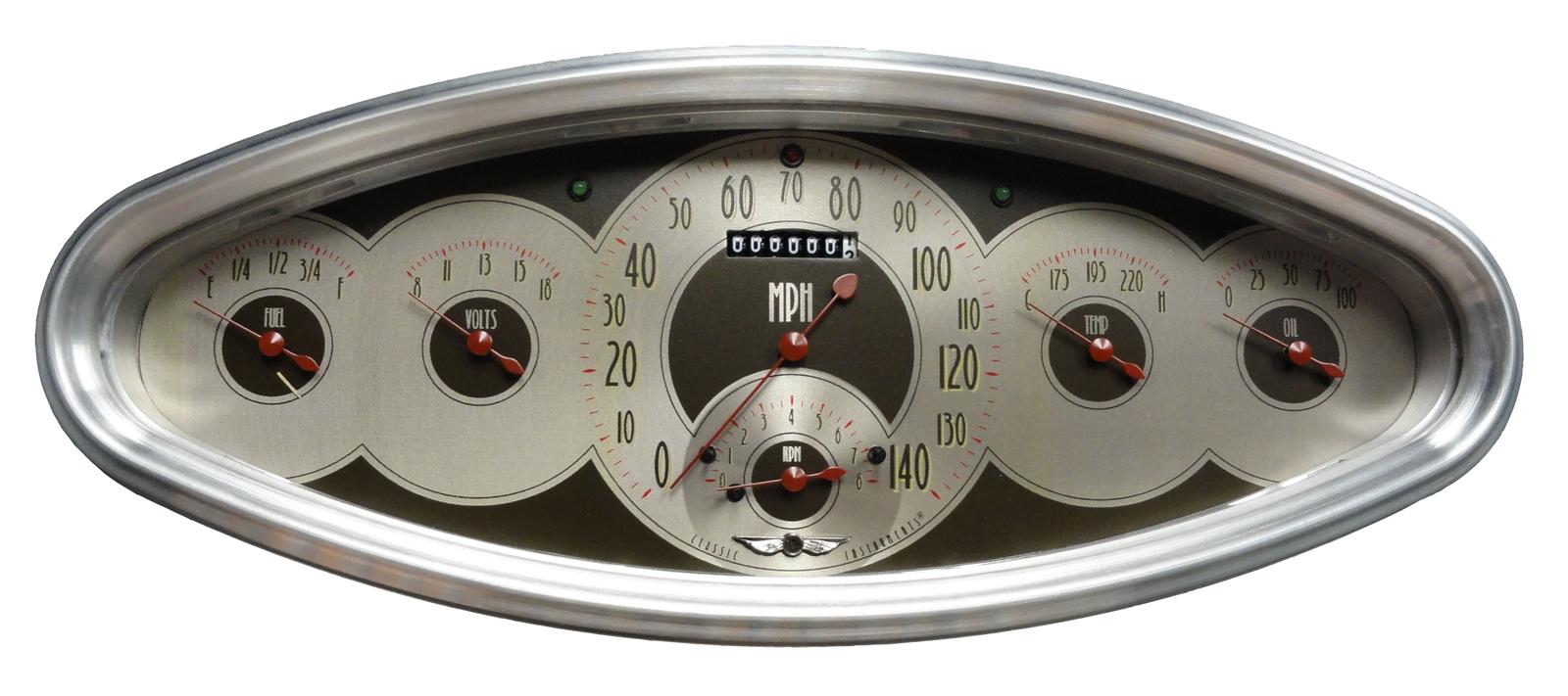 Classic Instruments All-American Nickel Series Gauge Sets AN6400 Gauges, Analog, All-American, Speedometer, Tachometer, Fuel Level, Water Temperature, Oil Pressure, Voltmeter