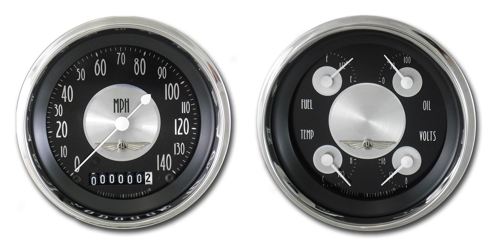 Classic Instruments All-American Tradition Series Gauge Sets AT02SHC Gauges, Analog, All-American, Speedometer, Tachometer, Fuel Level, Water Temperature, Oil Pressure, Voltmeter
