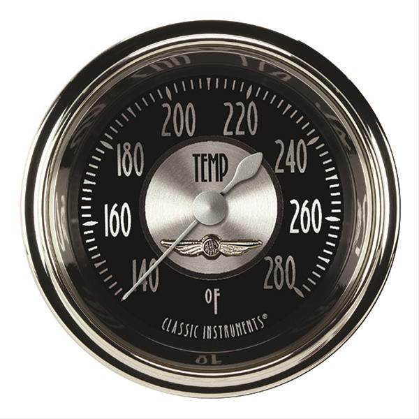Classic Instruments All-American Tradition Series Gauges AT126SHC-04 Gauge, Analog, Series, Water Temp, 140-280 Degrees F, 2 1/8 in. Diameter, Black Face, Full Sweep, Each
