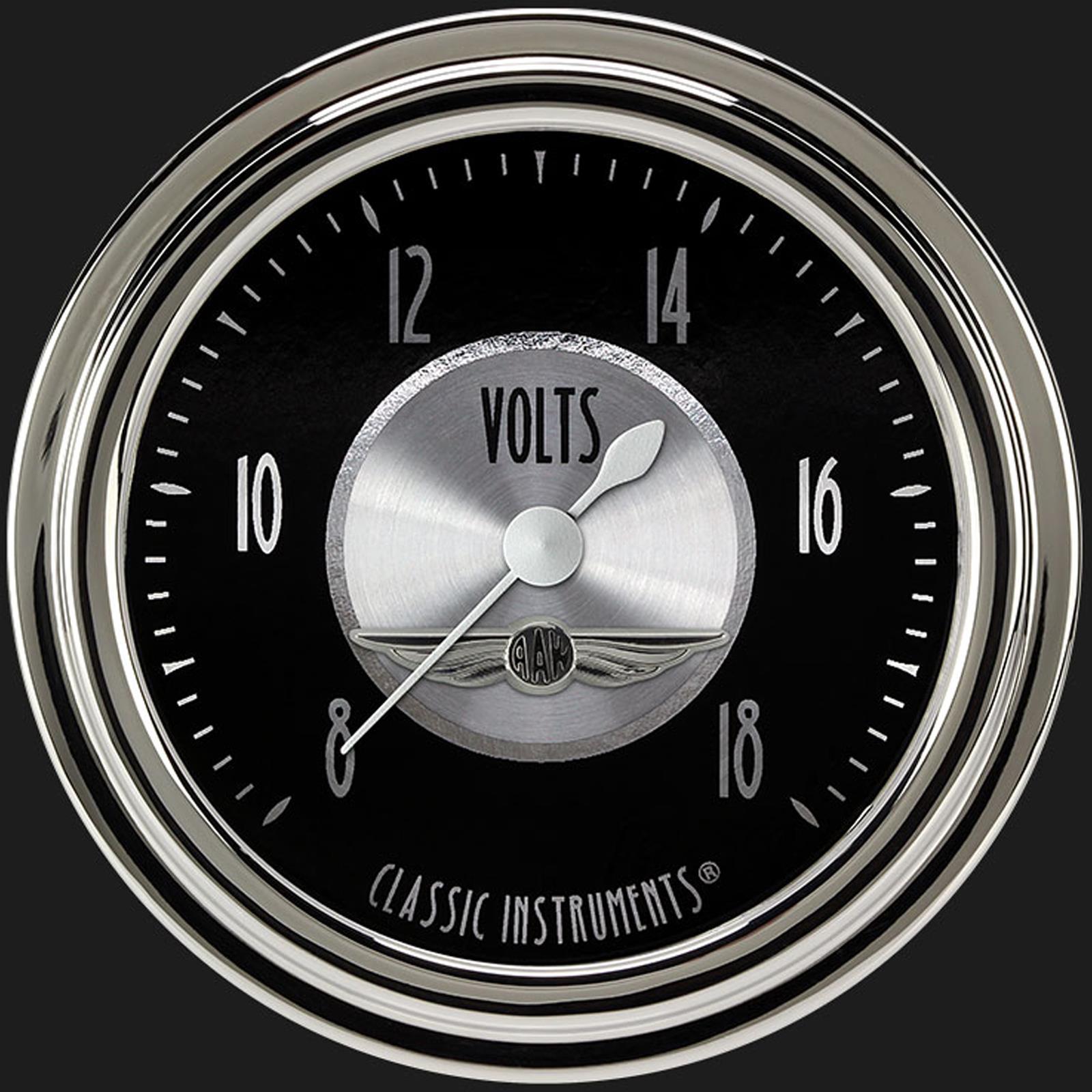 Classic Instruments All-American Tradition Series Gauges AT330SLC Gauge, Analog, Series, Voltmeter, 8-18 V, 2 5/8 in. Diameter, Black Face, Full Sweep, Each thumbnail 2