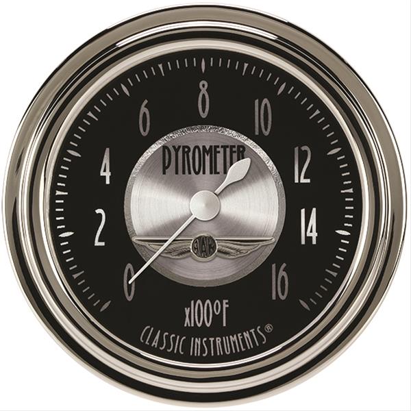 Classic Instruments All-American Tradition Series Gauges AT398SLC Gauge, Analog, Series, EGT, 0-1600 Degrees F, 2 5/8 in. Diameter, Black Face, Full Sweep, Each