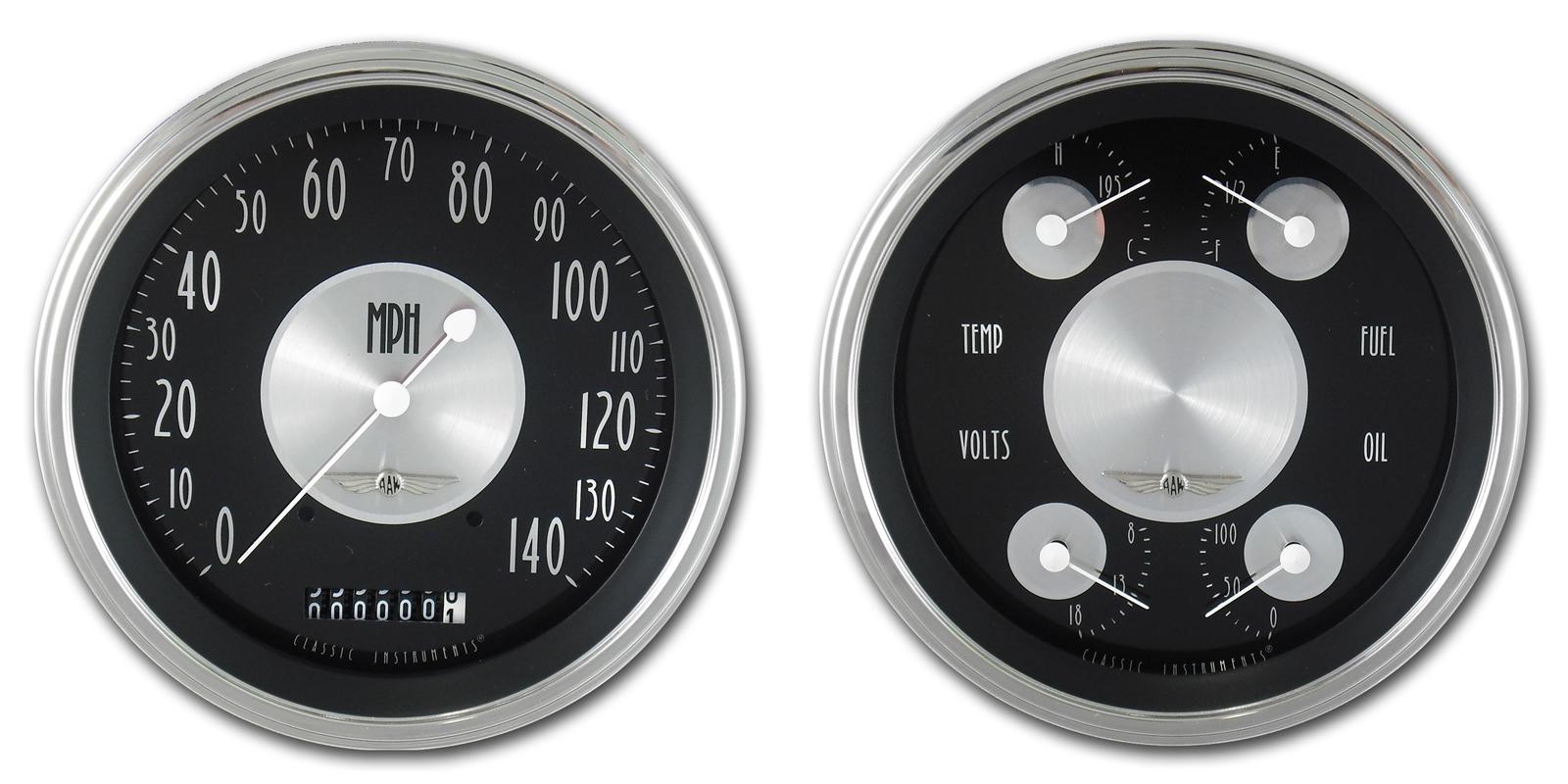 Classic Instruments All-American Tradition Series Gauge Sets AT52SLC Gauges, Analog, All-American, Speedometer, Fuel Level, Water Temperature, Oil Pressure, Voltmeter, Kit