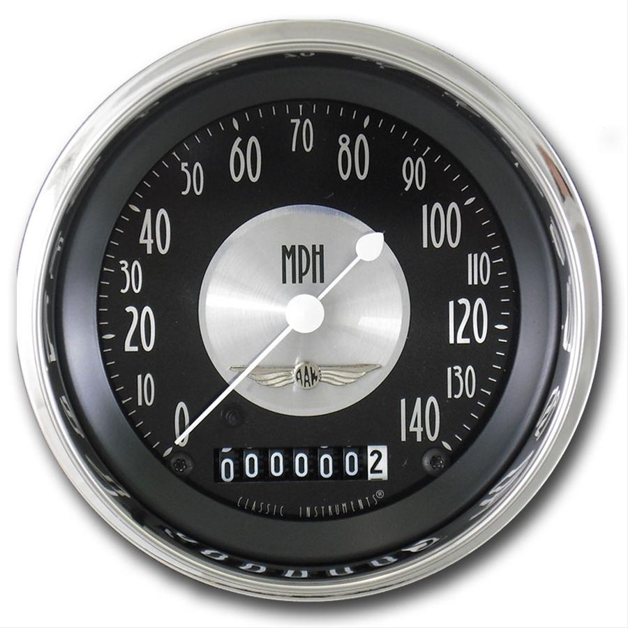 Classic Instruments All-American Tradition Series Speedometers AT55SHC Speedometer, Tradition, 3 3/8 in. Diameter, 0-140 mph, Analog, Electrical, Curved Face, Each