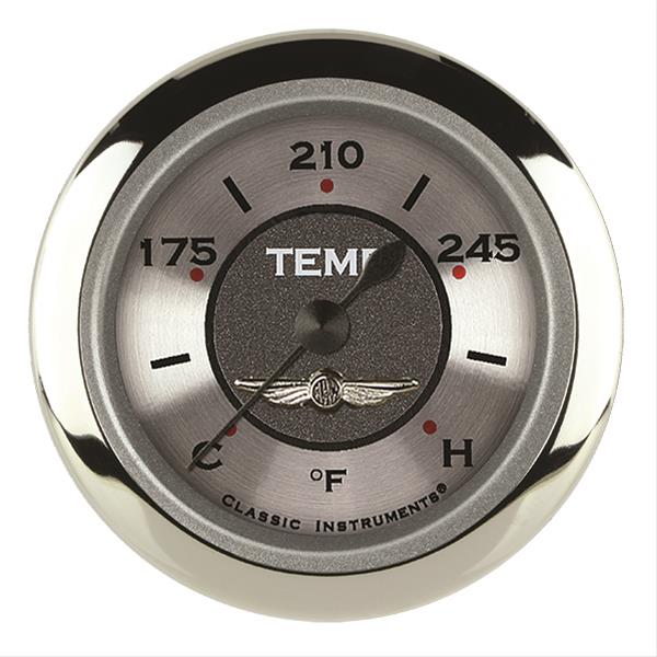 Classic Instruments All-American Series Gauges AW126SRC-04 Gauge, Analog, Series, Water Temp. 140-280 Degrees F, 2 1/8 in. Diameter, Silver Face, Full Sweep, Each