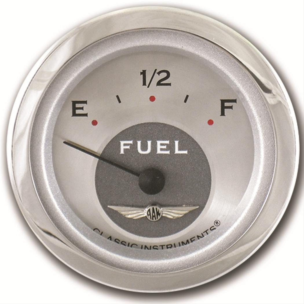 Classic Instruments All-American Series Gauges AW14SRC Gauge, Original Series, Fuel Level, Empty-Full, 2 1/8 in., Silver Face, Analog, Electrical, Each