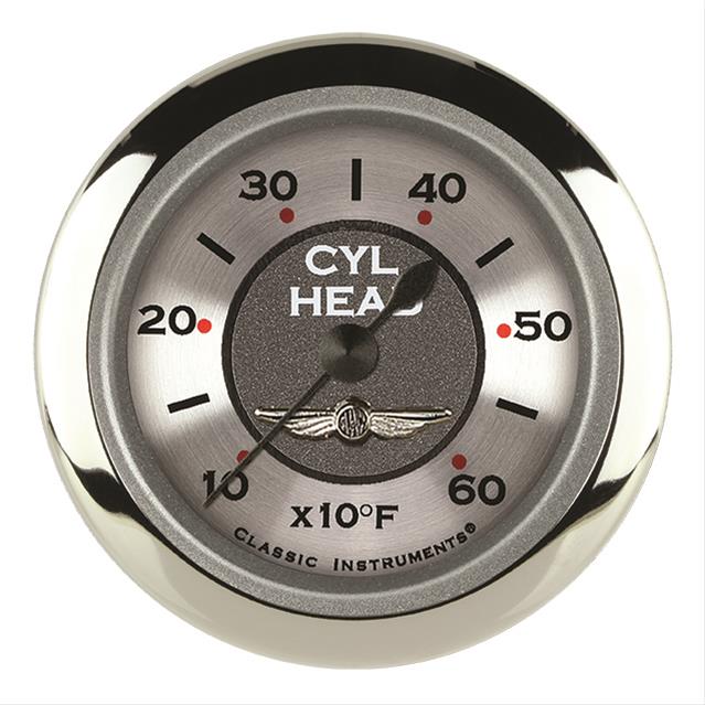 Classic Instruments All-American Series Gauges AW197SRC Gauge, Analog, Series, Cylinder Head Temp, 10-600 Degrees F, 2 1/8 in. Diameter, Silver Face, Full Sweep, Each