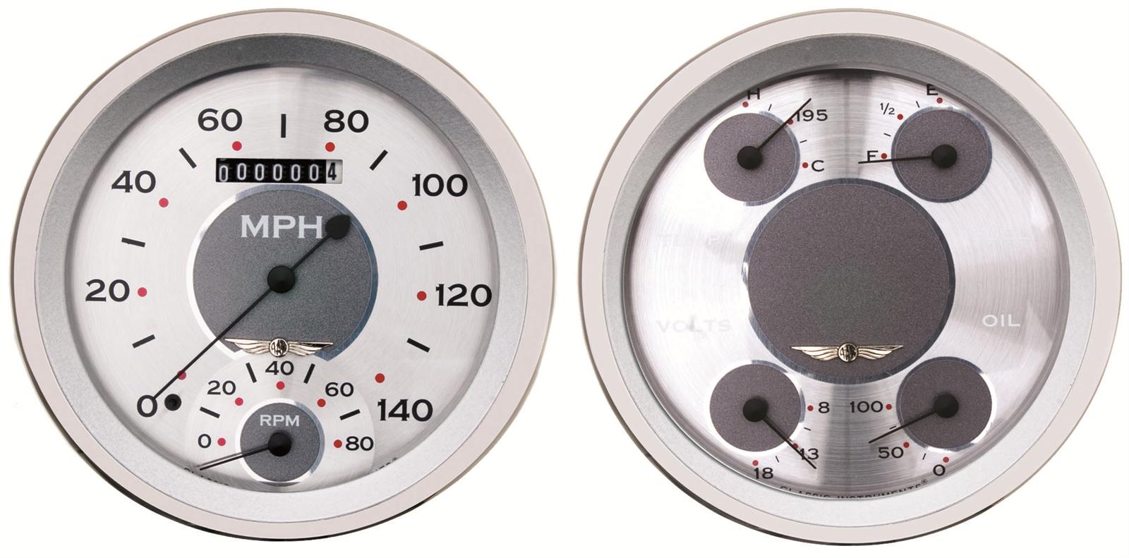 Classic Instruments All-American Series Gauge Sets AW62SRC Gauges, Analog, All-American, Speedometer, Tachometer, Fuel Level, Water Temperature, Oil Pressure, Voltmeter