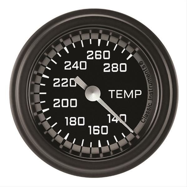Classic Instruments Auto Cross Gray Series Gauges AX126GBLF-06 Gauge, Series, Water Temperature, 140-280 Degrees F, 2 1/8 in., Black/Gray Face, Analog, Electrical, Each