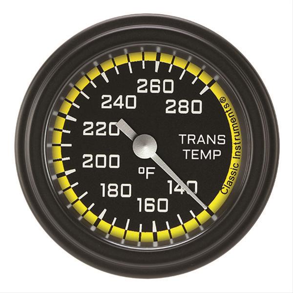 Classic Instruments Auto Cross Yellow Series Gauges AX127YBLF Transmission Temperature Gauge, AUT CR YLW 2" TRANS TEMP FULL SWEEP