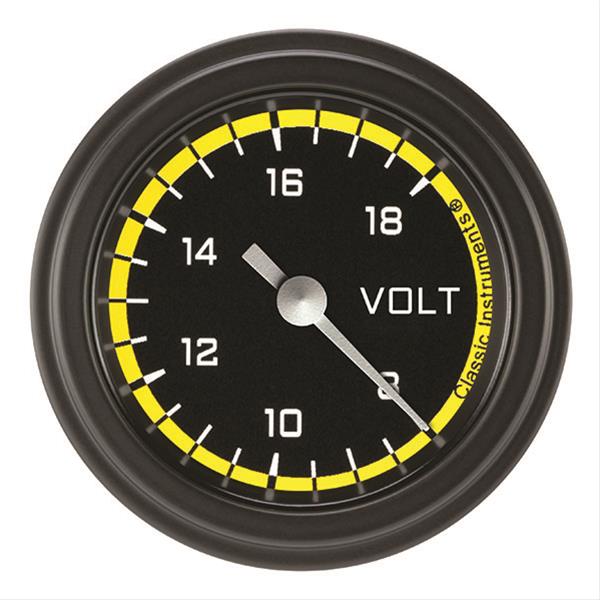 Classic Instruments Auto Cross Yellow Series Gauges AX130YBLF Volt Gauge, AUT CROSS YLW 2" VOLT FULL SWEEP