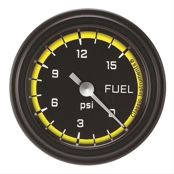 Classic Instruments Auto Cross Yellow Series Gauges AX145YBLF Fuel Pressure Gauge, AUT CRS YLW 2" FUEL PRS 15psi ELEC, FULL SWEEP