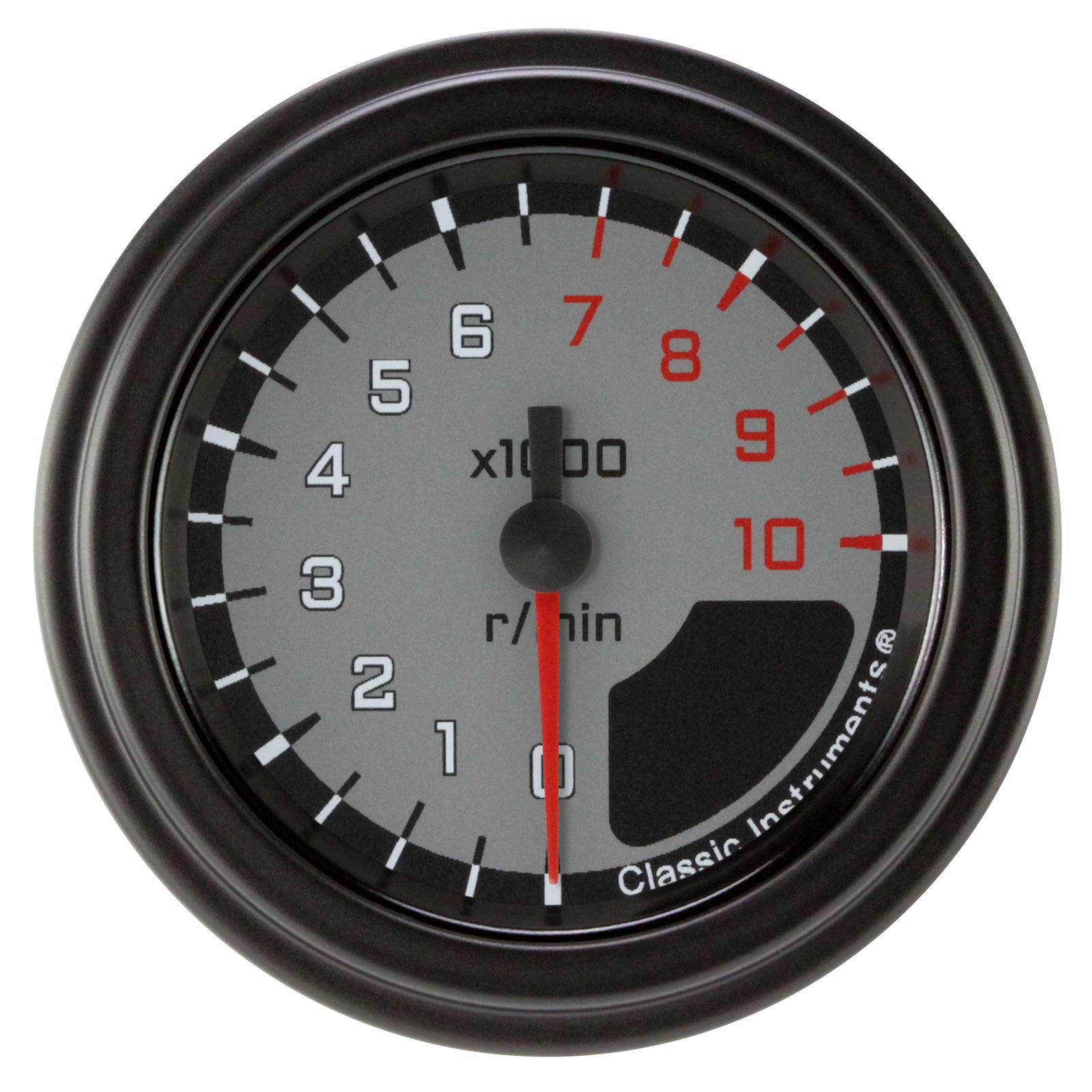 Classic Instruments Auto Cross Gray Series Tachometers AX183GBLF Tachometer, AUTO CROSS 2" TACHOMETER FULL SWEEP