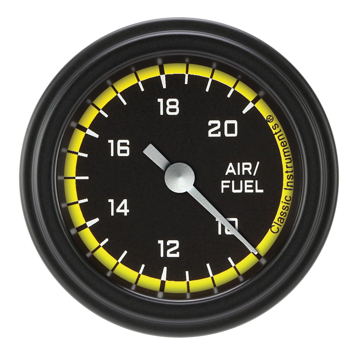 Classic Instruments Auto Cross Yellow Series Gauges AX194YBLF Gauges, Series, Air/Fuel Ratio - Wideband, 10:1-20:1 Air/Fuel Ratio, Analog, Electrical, 2 1/8 in., Black Face, White Numbers, Each