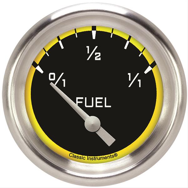 Classic Instruments Auto Cross Yellow Series Gauges AX209YAPF Gauge, Series, Performance Bezel, Fuel Level, Empty/Full, 240 Ohms/33 Ohms, 2 5/8 in., Analog, Electrical, Each