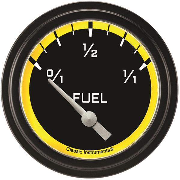 Classic Instruments Auto Cross Yellow Series Gauges AX211YBLF Gauge, Series, Fuel Level, Empty/Full, 75 Ohms/10 Ohms, 2 5/8 in., Low Step Bezel, Analog, Electrical, Each