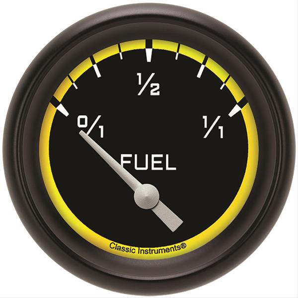 Classic Instruments Auto Cross Yellow Series Gauges AX212YBPF Gauge, Series, Performance Bezel, Fuel Level, Empty/Full, 0 Ohms/90 Ohms, 2 5/8 in., Analog, Electrical, Each