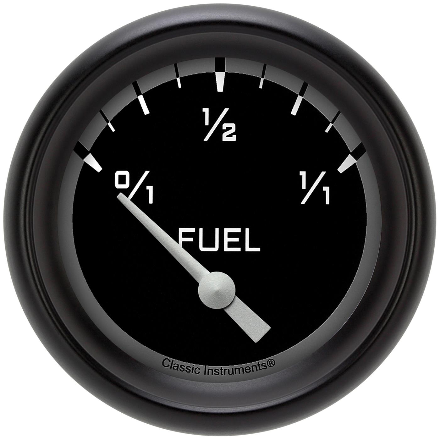 Classic Instruments Auto Cross Gray Series Gauges AX214GBPF Gauges, Series, Fuel Level, 0/1-1/1, Analog, Electrical, 2 5/8 in., Black Face, White Numbers, 0 ohms Empty, 30 ohms Full, Each