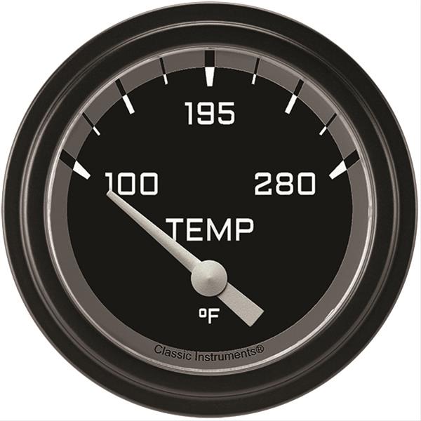 Classic Instruments Auto Cross Gray Series Gauges AX226GBLF-02 Gauge, Series, Water Temperature, 2 5/8 in., Black/Gray Face, Analog, Electrical, Each