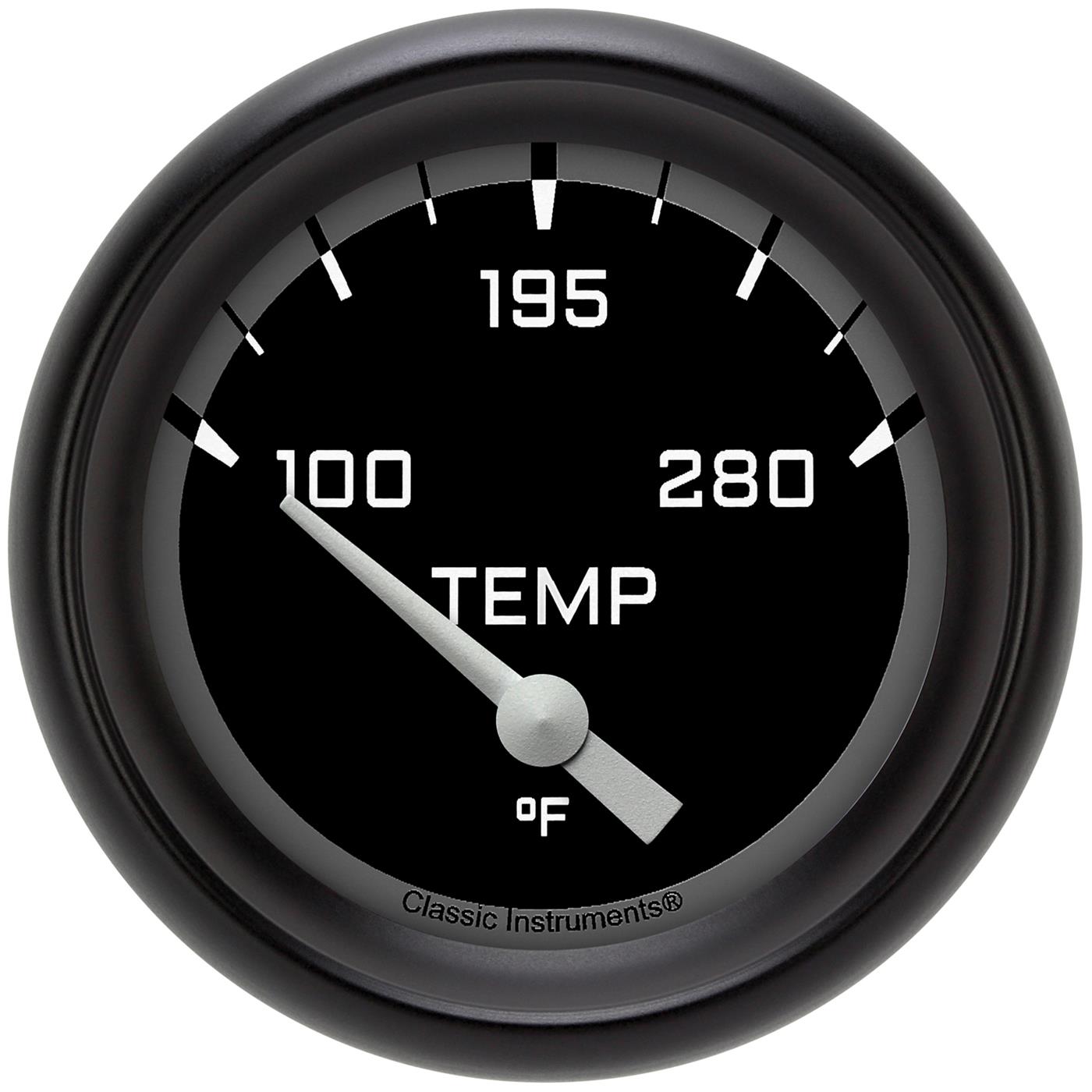 Classic Instruments Auto Cross Gray Series Gauges AX226GBPF-04 Gauges, Series, Water Temperature, 140-280 degrees F, Analog, Electrical, 2 5/8 in., Black Face, White Numbers, Each