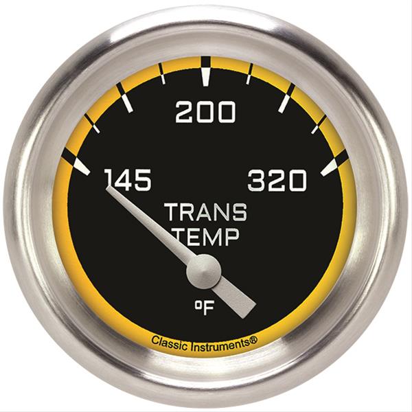 Classic Instruments Auto Cross Yellow Series Gauges AX227YAPF Gauge, Series, Transmission Temperature, 145-320 Degree F, 2 5/8 in., Performance Bezel, Analog, Electrical, Each