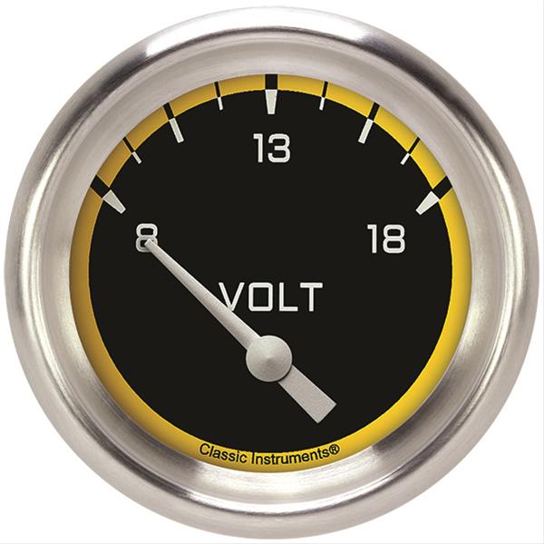 Classic Instruments Auto Cross Yellow Series Gauges AX230YAPF Gauge, Series, Voltmeter, 2 5/8 in., Performance Bezel, Analog, Electrical, Each