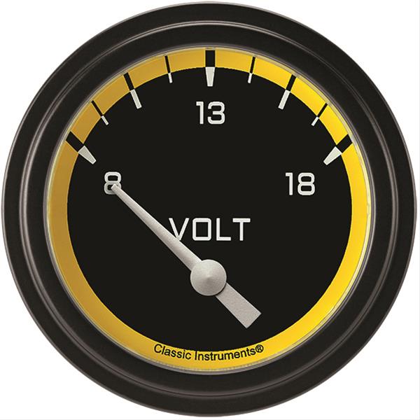 Classic Instruments Auto Cross Yellow Series Gauges AX230YBLF Gauge, Series, Voltmeter, 2 5/8 in., Low Step Bezel, Analog, Electrical, Each