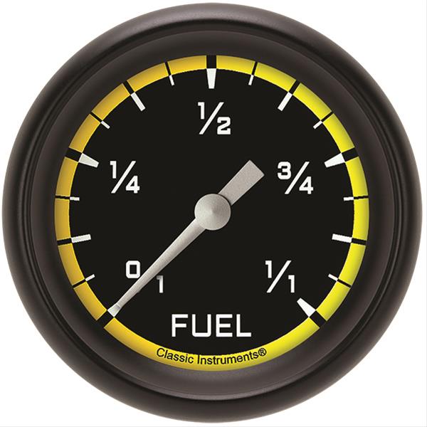 Classic Instruments Auto Cross Yellow Series Gauges AX309YBPF Gauge, Series, Performance Bezel, Fuel Level, Empty/Full, Programmable, 2 5/8 in., Analog, Electrical, Each