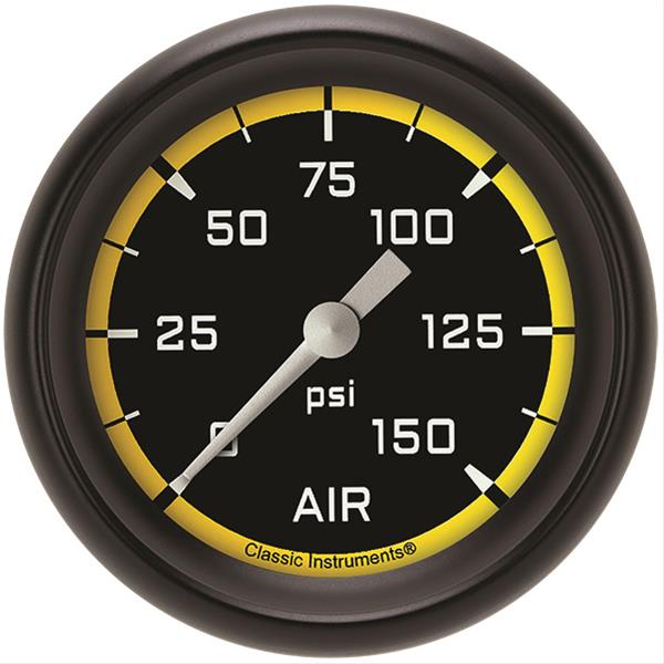 Classic Instruments Auto Cross Yellow Series Gauges AX318YBPF Gauge, Series, Performance Bezel, Air Pressure, 2 5/8 in., Analog, Electrical, Each