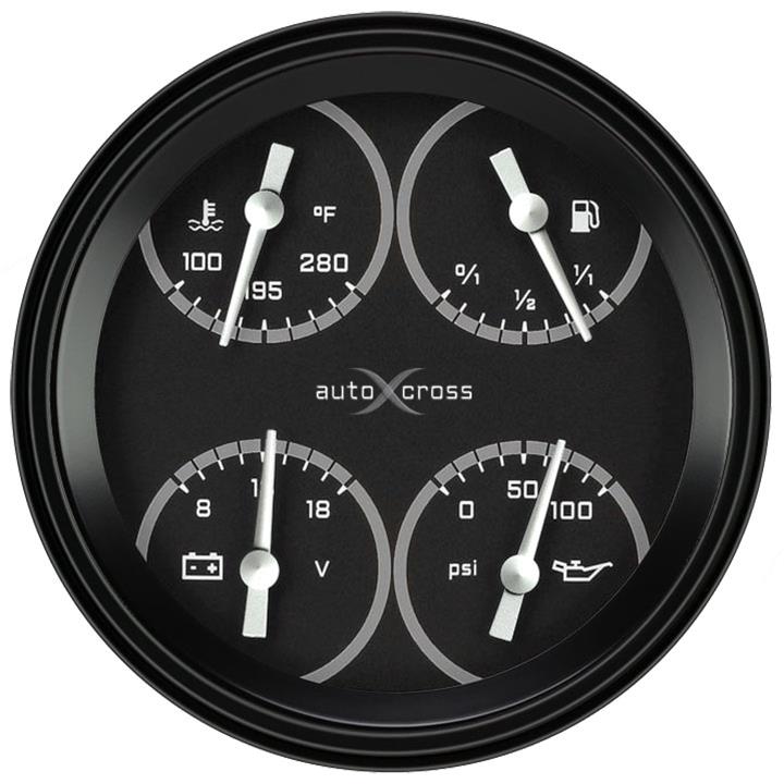 Classic Instruments Auto Cross Gray Series Gauges AX31GBLF Autocross w/ Black Bezel 4 5/8" Quad (fuel 0–30 ohm)