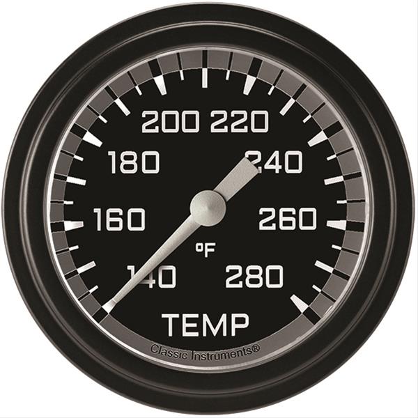 Classic Instruments Auto Cross Gray Series Gauges AX326GBLF-12 Gauge, Series, Water Temperature, 2 5/8 in., Black/Gray Face, Analog, Electrical, Each