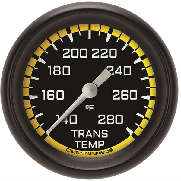 Classic Instruments Auto Cross Yellow Series Gauges AX327YBPF Gauge, Series, Transmission Temperature, 2 5/8 in., Performance Bezel, Analog, Electrical, Each