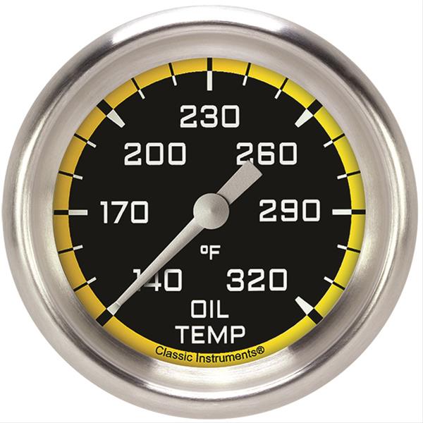 Classic Instruments Auto Cross Yellow Series Gauges AX328YAPF Gauge, Series, Oil Temperature, 2 5/8 in., Performance Bezel, Analog, Electrical, Each