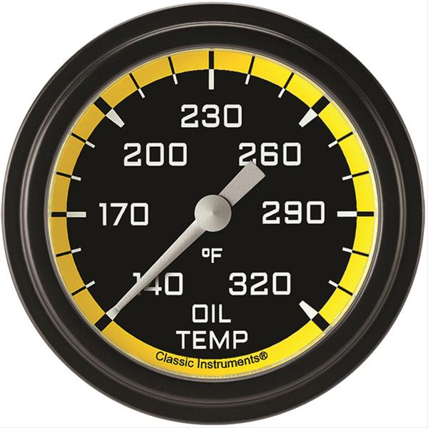 Classic Instruments Auto Cross Yellow Series Gauges AX328YBLF Gauge, Series, Oil Temperature, 2 5/8 in., Low Step Bezel, Analog, Electrical, Each
