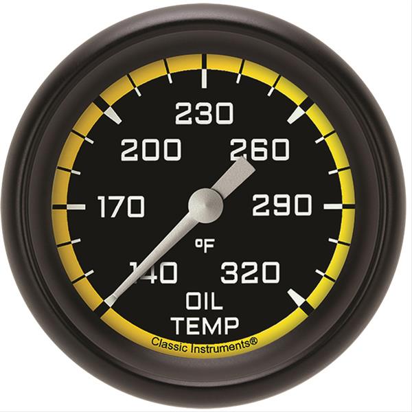 Classic Instruments Auto Cross Yellow Series Gauges AX328YBPF Gauge, Series, Oil Temperature, 2 5/8 in., Performance Bezel, Analog, Electrical, Each