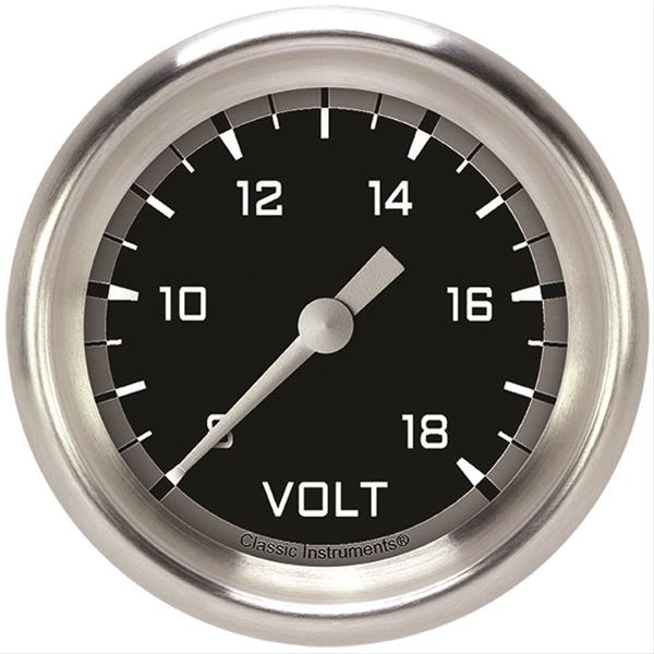 Classic Instruments Auto Cross Gray Series Gauges AX330GAPF Gauge, Series, Voltmeter, 2 5/8 in., 8-18 V, Performance Bezel, Analog, Electrical, Each