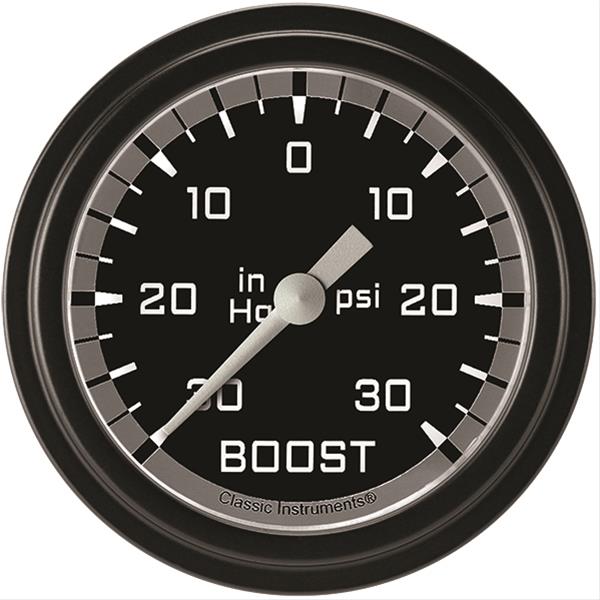 Classic Instruments Auto Cross Gray Series Gauges AX341GBLF Gauge, Series, Boost/Vacuum, 30 in. Hg/30 psi, 2 5/8 in., Low Step Bezel, Analog, Electrical, Each