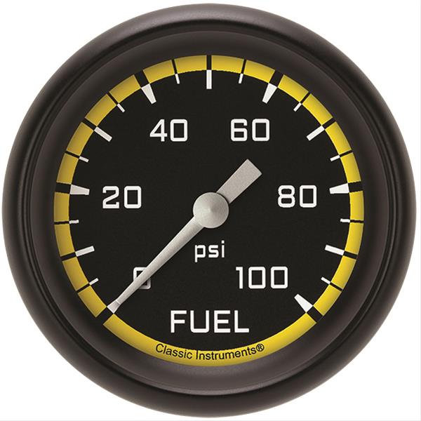 Classic Instruments Auto Cross Yellow Series Gauges AX346YBPF Gauge, Series, Fuel Pressure, 0-100 psi, 2 5/8 in., Performance Bezel, Analog, Electrical, Each