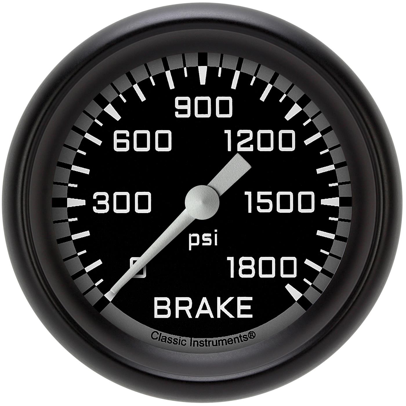 Classic Instruments Auto Cross Gray Series Gauges AX367GBPF Gauges, Series, Brake Pressure, 0-1,800 psi, Analog, Electrical, 2 5/8 in., Black Face, White Numbers, Black Bezel, Each