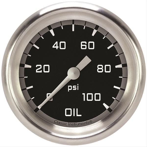 Classic Instruments Auto Cross Gray Series Gauges AX381GAPF Gauge, Series, Oil Pressure, 0-100 psi, 2 5/8 in., Performance Bezel, Analog, Electrical, Each