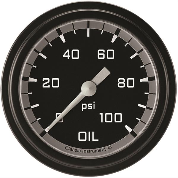 Classic Instruments Auto Cross Gray Series Gauges AX381GBLF Gauge, Series, Oil Pressure, 0-100 psi, 2 5/8 in., Low Step Bezel, Analog, Electrical, Each