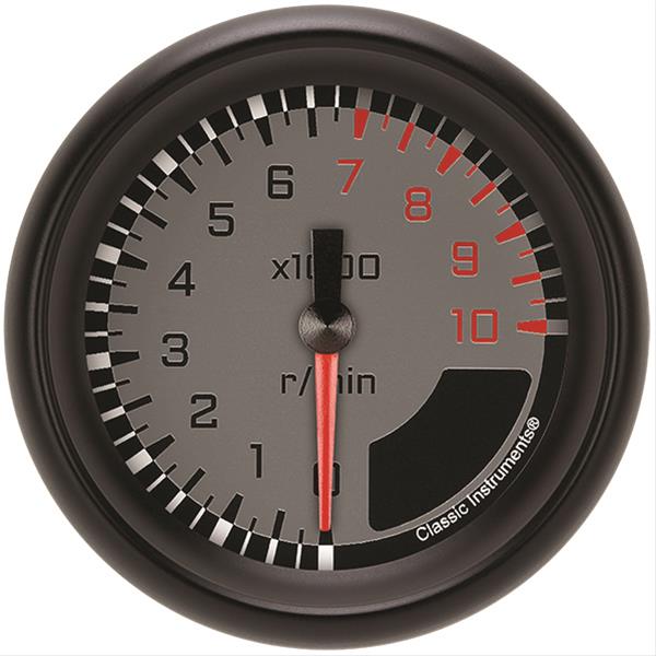 Classic Instruments Auto Cross Gray Series Tachometers AX383GBPF Autocross w/ Black Performance Bezel 2 5/8" Tachometer Full Sweep