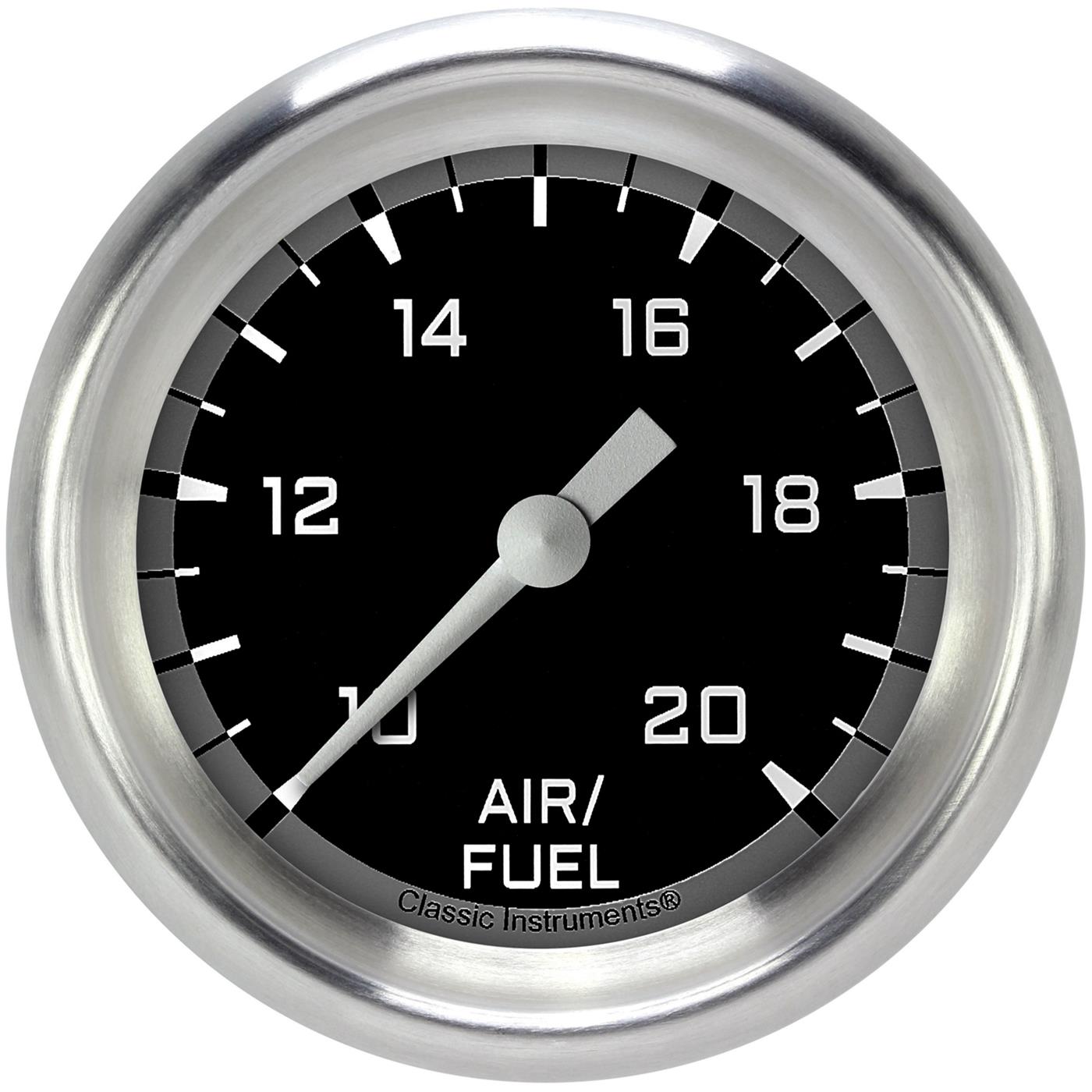 Classic Instruments Auto Cross Gray Series Gauges AX394GAPF Gauges, Series, Air/Fuel Ratio - Wideband, 10:1-20:1, Analog, Electrical, 2 5/8 in., Black Face, White Numbers, M18 x 1.5 Thread, Each