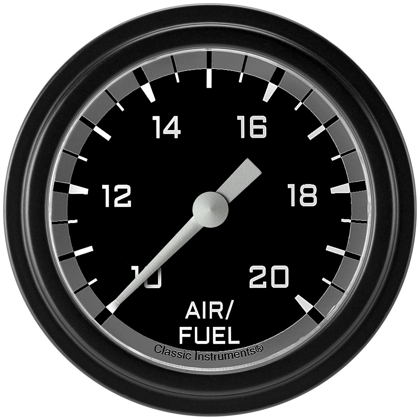 Classic Instruments Auto Cross Gray Series Gauges AX394GBLF Gauges, Series, Air/Fuel Ratio - Wideband, 10:1-20:1, Analog, Electrical, 2 5/8 in., Black Face, White Numbers, M18 x 1.5 Thread, Each